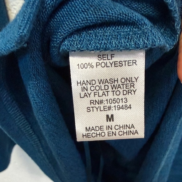 Savanna Jane Teal Long Sleeve with Pink Floral Embroidery NWT - Picture 5 of 6